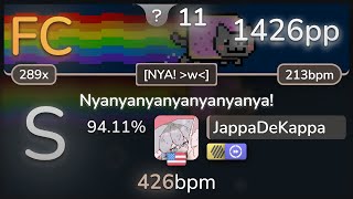 110⭐ JappaDeKappa  daniwellP  Nyanyanyanyanyanyanya NYA HDDT 9411 FC 1426pp  osu [upl. by Dunham]