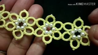 265Shuttle tatting56beaded floral lace with single shuttleHindiUrdu [upl. by Towland371]