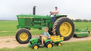 A day working on the farm for kids  Tractors for children [upl. by Artened]