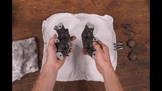 How To Rebuild Your Motorcycles Brake Calipers  MC Garage [upl. by Eesyak]