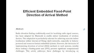 Efficient Embedded Fixed Point Direction of Arrival Method [upl. by Tereve]