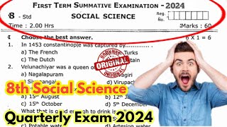 8th Social science Quarterly exam question paper 2024  original question paper 2024 [upl. by Teodor]