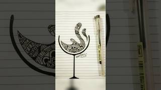 Easy 10 minutes drawing mandala art of a wine glass drawing youtubeshorts shorts [upl. by Halliday]