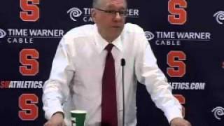 SU Coach Jim Boeheim gets fired up over his treatment by the press [upl. by Anaugahs518]