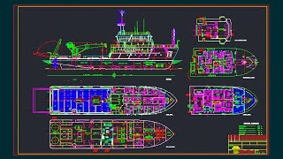 How to draw a cargo ship step by step Autocad 2007 [upl. by Ahseki]