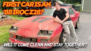 TWG Episode 1 FIRST CAR IROC Z28 STEP 1 DECONTAMINATION [upl. by Binnings]