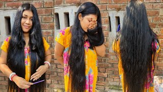 Long wet hair combing amp playing amp smelling video  Puja creation 99 [upl. by O'Dell121]