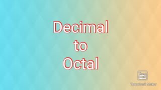 Convert decimal to octal in Tamil [upl. by Hoppe]