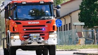 Na sygnale Straż pożarna jedzie do akcji  wyjazd alarmowy  dźwięk straży  Scania P 360 [upl. by Limoli]