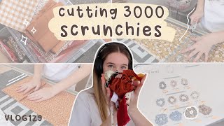 fabric cutting 3000 scrunchies and bows for my scrunchie wall part 1 VLOG129 [upl. by Sup]