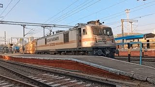 Most Powerful Locomotive WAP 7 pulls out 16603 Maveli Express at Mangalore Central [upl. by Nolla846]