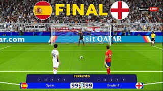 SPAIN vs ENGLAND  Penalty Shootout  Final UEFA Euro 2024  Yamal vs Bellinghem  PES Gameplay [upl. by Ellennej388]