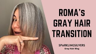 GRAY HAIR TRANSITION STORY  ROMA’S ASH SILVER HAIR [upl. by Ariew]