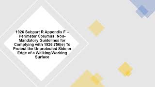 1926 Subpart R App F  Perimeter Columns NonMandatory Guidelines [upl. by Dibbell902]