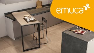 How to mount a sliding and rotating Sestante table with legs in a kitchen island – Emuca [upl. by Ardni330]