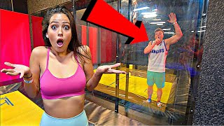 SECRET HIDING SPOT IN TRAMPOLINE PARK HIDE N SEEK [upl. by Watts]