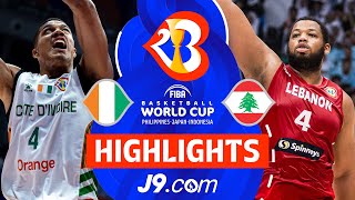 Cote dIvoire 🇨🇮 vs Lebanon 🇱🇧  J9 Highlights  FIBA Basketball World Cup 2023 [upl. by Aihtibat]