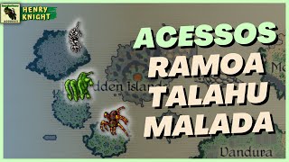 TIBIA QUESTS 12 COMO FAZER O ACESSO THE FORBIDDEN ISLANDS RAMOA TALAHU MALADA KHAROS [upl. by Adyaj]