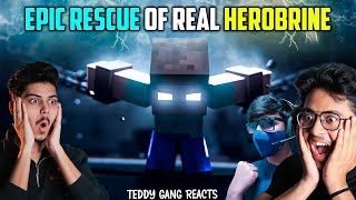 The Epic Rescue of REAL HEROBRINE  Teddy Gang Reacts 1 [upl. by Grishilde]