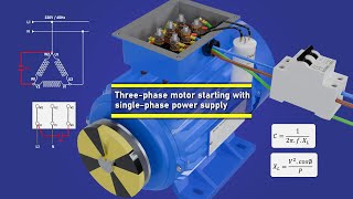 Starting a ThreePhase Motor with a SinglePhase Power Supply  Connecting a Capacitor to a Motor [upl. by Stew]