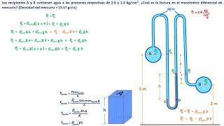10 Presión manométrica Ejercicio 1 Manómetro diferencial de mercurio [upl. by Annaihr]