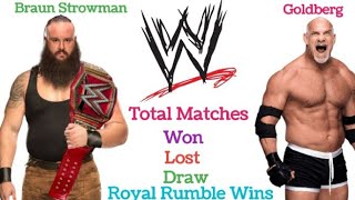 Goldberg vs Braun Strowman comparison  Age Height Weight  Total Matches Royal Rumble Wins [upl. by Auot]