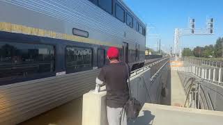 Amtrak Captiol Corridor Train 728 Santa Clara Station in Santa Clara CA on The Caltrain Platform [upl. by Anirtak]