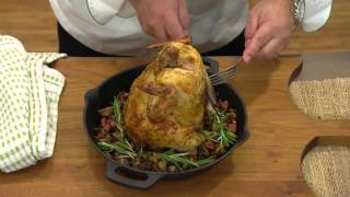 Emeril by AllClad Cast Iron Vertical Chicken Roaster with Carolyn Gracie [upl. by Alhahs129]