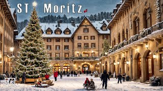 ST MORITZ 🇨🇭🎄❄️A Magical Christmas Evening Walk Tour in St Moritz Switzerland❄️4K 50p [upl. by Anthony302]