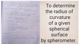 To determine the radius of curvature of a given spherical surface by spherometer with readings [upl. by Adnawaj]