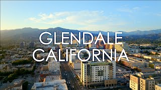 Glendale California  4K Drone Footage Downtown Americana Houses Night [upl. by Assilanna55]