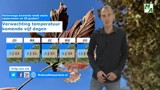 Weerbericht warm najaarsweer in het vooruitzicht vanaf komende woensdag 20 graden en meer [upl. by Ardel]