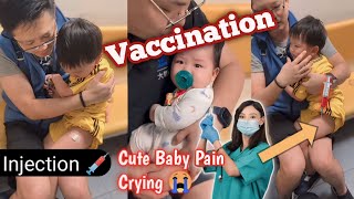 🙄 Injection 💉 On Hip Crying in Hospital Vaccination Cute Baby Health Care [upl. by Nojid]