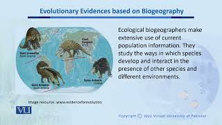 Evolutionary Evidences based on Biogeography  Biodiversity amp EvolutionII  BT201Topic158 [upl. by Rebe8]