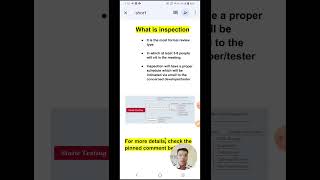 What is Inspection  1 min  Software Testing Shorts 80 [upl. by Ahtoelc499]