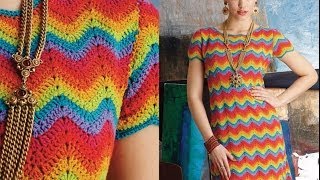 22 MissoniInspired Shift Dress Vogue Knitting Crochet 2014 [upl. by Soinski]