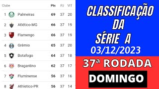 TABELA DO BRASILEIRÃƒO 2023 HOJE  CLASSIFICAÃ‡ÃƒO DO BRASILEIRÃƒO 2023  37Âª RODADA  DOMINGO 0312 [upl. by Mazman]