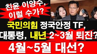 국민의힘 정국안정 TF 대통령 내년 23월 퇴진 4월5월 대선 레지스탕스TV 정광용TV [upl. by Sesom]