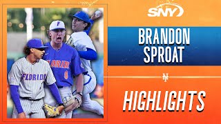 Check out highlights of Mets draft pick and former Florida pitcher Brandon Sproat  SNY [upl. by Palestine]