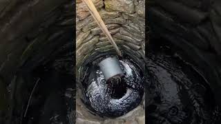 The process of filling deep well water with iron barrels [upl. by Cira688]