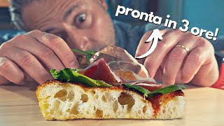 Come fare la pizza in teglia in 3 ORE alta idratazione e SENZA IMPASTARE [upl. by Vassily]