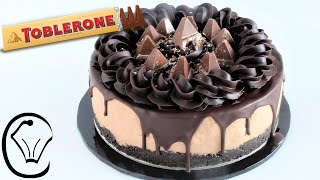 Toblerone Cheesecake with Chocolate Drip and Ganache Rope Border No Bake [upl. by Readus]