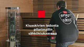 Harvia  Kiuaskivien ladonta pilarimallin sähkökiukaaseen [upl. by Kenimod815]