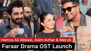 Faraar drama OST launch with Hamza Ali Abbasi Asim Azhar Merub Ali and Sohai Ali Abro in Karachi [upl. by Selby337]