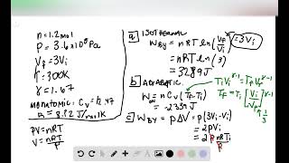 In a cylinder 1 20 mol of an ideal monatomic gas initially at 3 60 10 Pa and 300 K expands unt [upl. by Menides403]