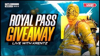 2 DAYS TO GO FREE ROYAL PASS AND UC GIVEAWAY  KRENTZ bgmilive pubglive royalpassgiveaway [upl. by Erland127]