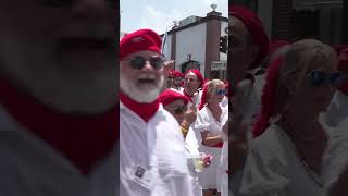 Ernest Hemingway LookAlikes Celebrate With Running Of The Bulls [upl. by Aleiram]