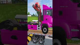 Flatbed Trailer Truck vs Speedbumps Train vs Cars  Tractor vs Train BeamngDrive 2 [upl. by Woodhouse242]