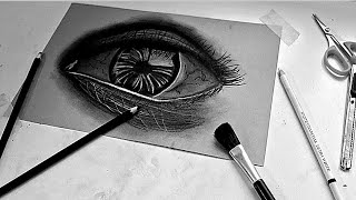 drawing an hyper realistic eye 🫨 timelapse  SA Piyush kumar arts [upl. by Aceber]