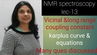 vicinal and long range coupling constant  karplus curve and karplus equationsanyfactors affecting [upl. by Amled]